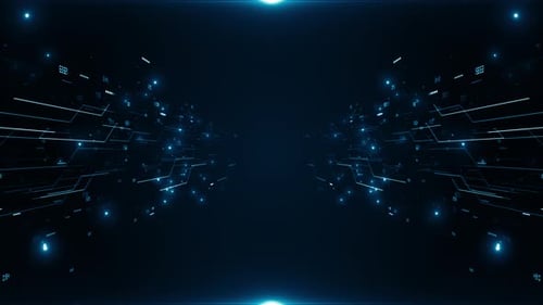 Le Cyber Void Business, technologie d'entreprise, tunnel de particules, boucle d'arrière-plan numérique