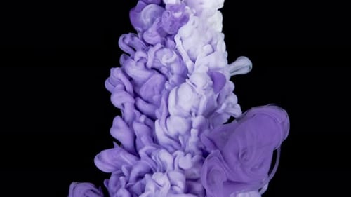 Blue White Ink Paint Blending in the Water in Slow Motion Ink Liquid Underwater on Black Background