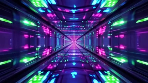 Cyberpunk Sci Fi Neon Tunnel Motion Loop