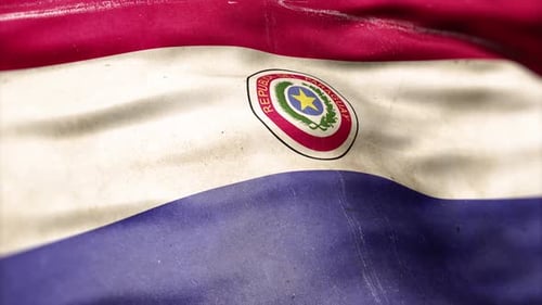 Distressed Waving Flag of Paraguay