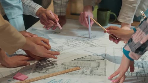 Office Team Coworking Group Unrecognizable Business Men Women Brainstorm Designers Engineers