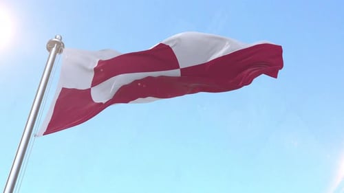 Greenland Flag Waving Against a Clear Blue Sky