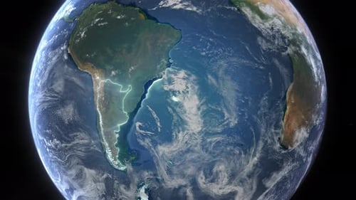 Realistic Earth Orbit and Zoom Glowing Borders Argentina