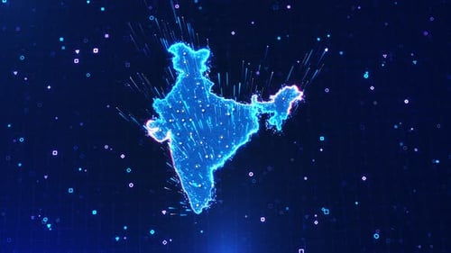 Futuristic Digital Map of India Technology Animation