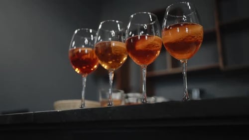Four Refreshing Drinks on the Bar Top