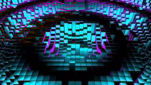 Cyan And Pink Square Waves Move In Circles Background Vj Loop In 4K