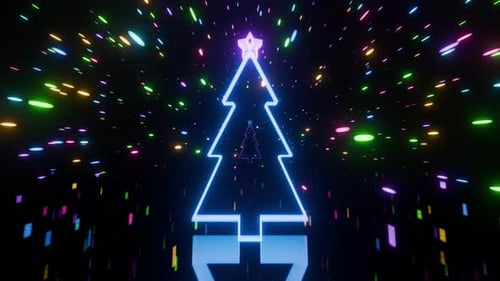 Abstract Neon Christmas Tree Tunnel Background Loop