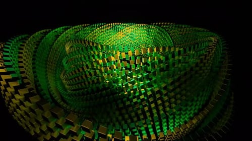 Green And Yellow Abstract Rotation Of Cubic Rings Background