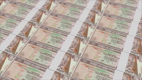 Guatemalan 0.50 Quetzal Banknotes Production Line Animation