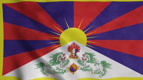 Realistic Waving Flag of Tibet Animation