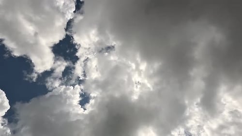 Timelapse Fluffy Cumulus Clouds Moving in Bright Blue Sky Abstract Aerial Nature Summer Sky View