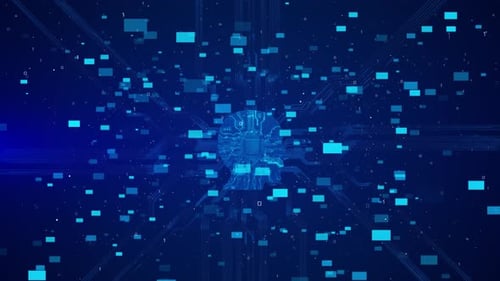 Deep Cyber Waves Lights Digital Art Background Lines Particles Big Data Streams Animation Cyberspace