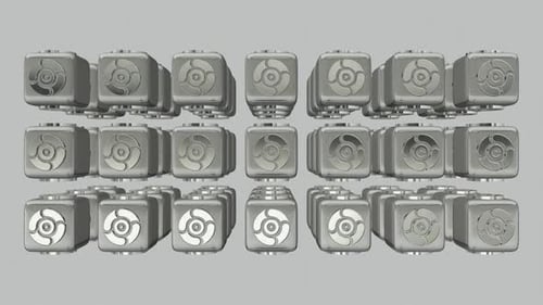 Luxury Background with Rotating Silver Cubes, 3D Render, Exclusive, Reflection, Figures
