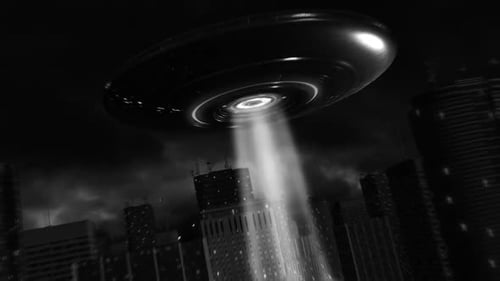 Ufo Mothership Schwarz-Weiß 04