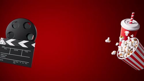 Cinema Concept Background With Popcorn Soda And Film Reel Copy Space For Text 3