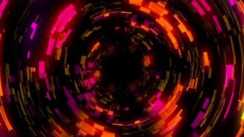 Futuristic Glowing Digital Rings Background Loop