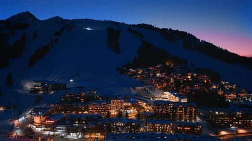 Breathtaking Night View of Courchevel France Transforming Into an Aerial Winter Wonderland
