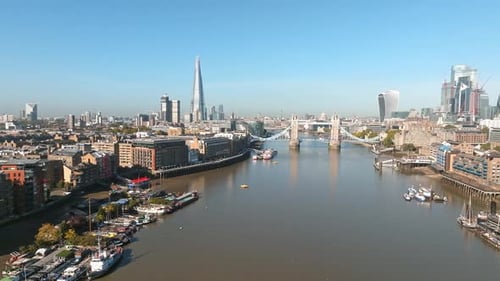 Iconic Tower Bridge Connecting London with Southwark on the Thames River