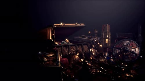 Golden Coins and Vintage Treasure Chest