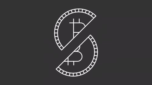 Animación de línea blanca que reduce a la mitad Bitcoin