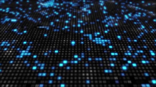 Animated Glowing Digital Data Grid Background Loop