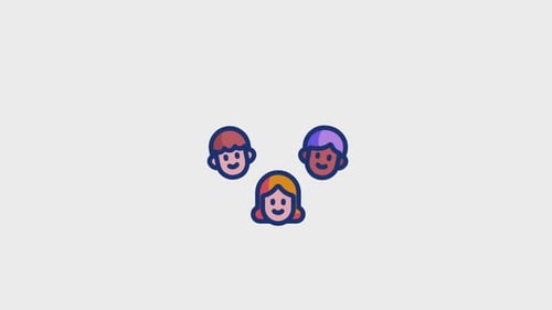 Animated Flat Design Family and Friends Icon