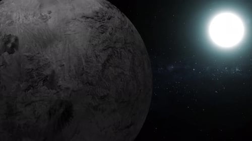Rotating Planet and Bright Star in Deep Space