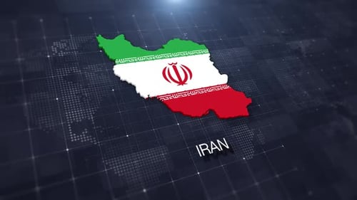 Animated 3D Map of Iran with National Flag