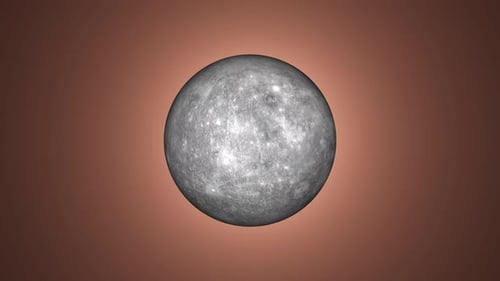 Vorderansicht des Merkurplaneten aus dem Weltraum, 3D-Merkurplanet, der sich um 360 Grad dreht. 1489