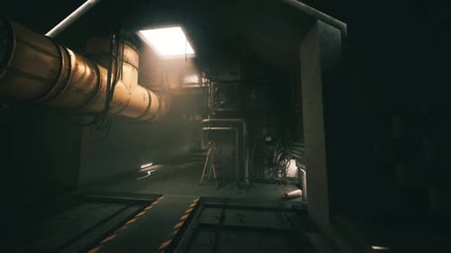 Dark Futuristic Industrial Corridor Walkthrough Animation