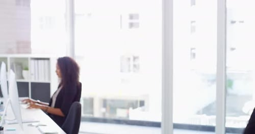 Woman, office and face with arms crossed, professional and smile for new corporate role