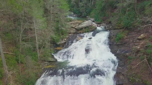 Panther Creek Falls pedestal down shot with a drone.