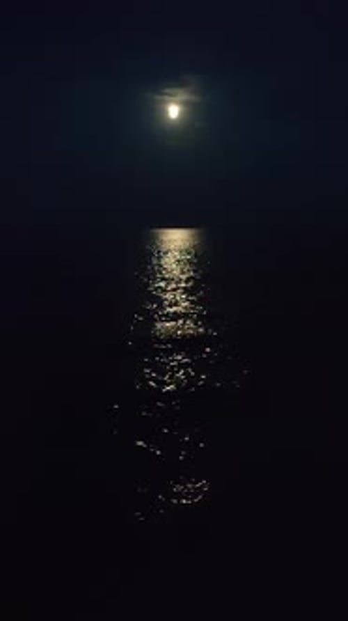 Mond, Himmel, Mondlicht, Pfad, Meer, Wellen, Strand, Küste, Küste bei Nacht, Vertikal
