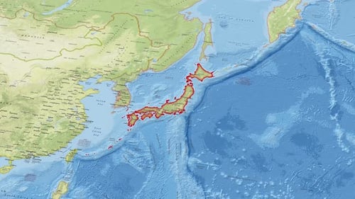 Animated Map of Japan with City and Topographical Reveals