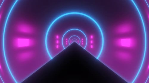 Túnel retrô de néon brilhante abstrato redondo, brilhante, multicolorido, lindo. Fundo abstrato.