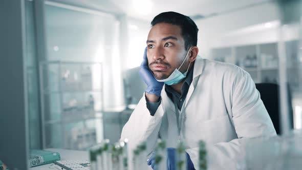 Laboratory, fail and bored man scientist frustrated with medical ...