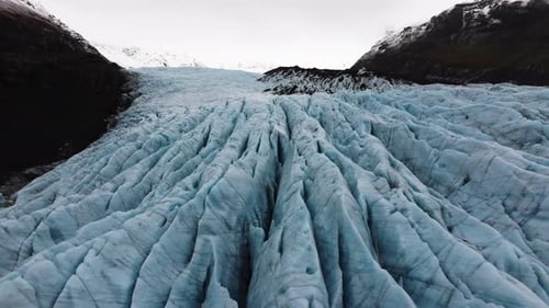 Svinafellsjokull Glacier And Mountain In Iceland - Aerial Drone Shot