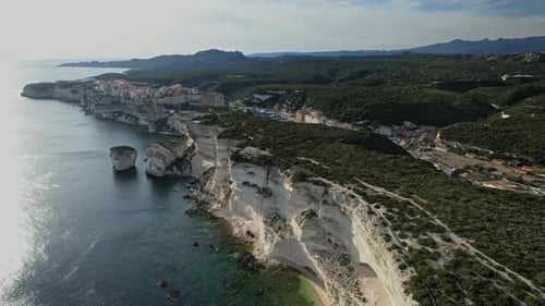 Aerial View of the Coast of a Bay in Corsica, France