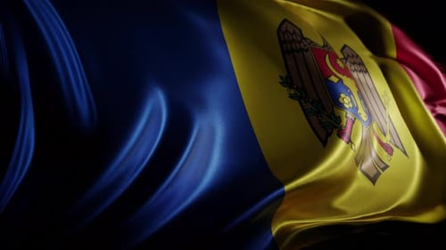 Realistic Moldova Flag Waving Seamless Loop Animation
