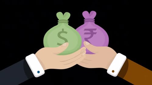 Businessman Hands In Business Suits Holding Bags Of Money On Alpha Channel