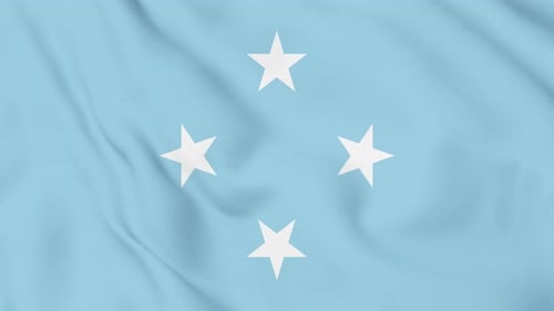 Waving Blue Flag with White Stars Animation