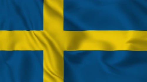 Realistic Waving Swedish National Flag Animation