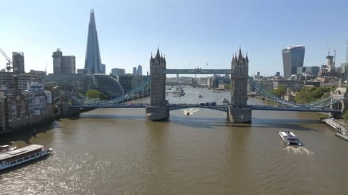 Aerial View of the Tower Bridge in London One of London's Most Famous Bridges