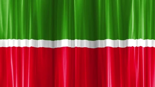 Green White Red Waving Curtain Loop Background
