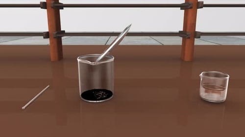 Laborglaswaren, die ein chemisches Experiment durchführen