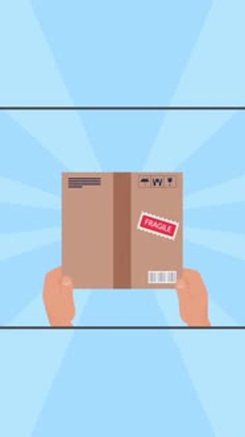 Animated Flat Design Illustration of Package Delivery and Payment Transaction