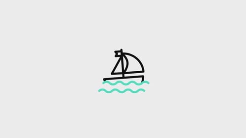 Minimalist Line Art Sailboat Icon Animation for Travel Videos