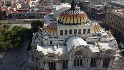 An aerial view of the Palace of fine arts in Mexico city. An amazing architecture