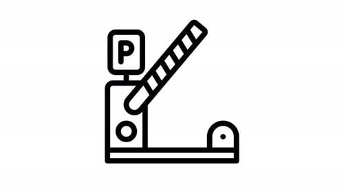 Flat Design Parking Barrier Gate Opening and Closing Animation