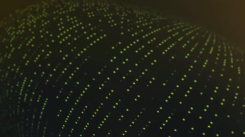 Abstract dark green flowing waves with neon light glow for futuristic tech background